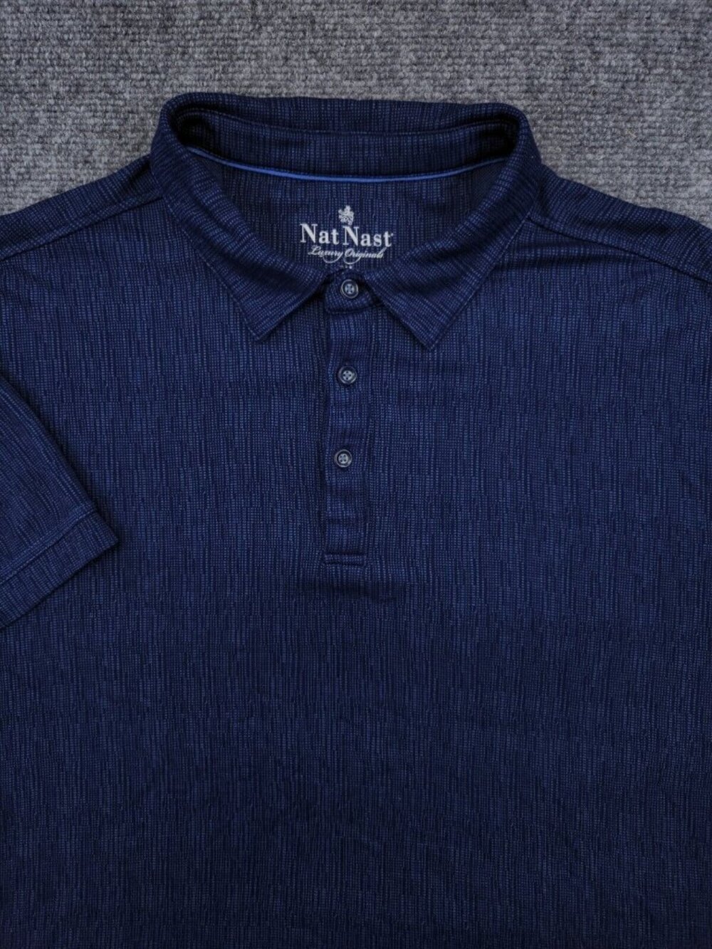 Nat Nast Luxury Originals Mens XL Blue Pattern Polo Rayon Blend Short Sleeve